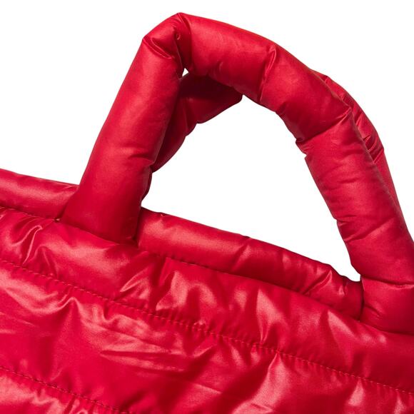 💄 Estée Lauder Red Quilted Puffer Tote Bag — Hot Pink Lining - Picture 8 of 8